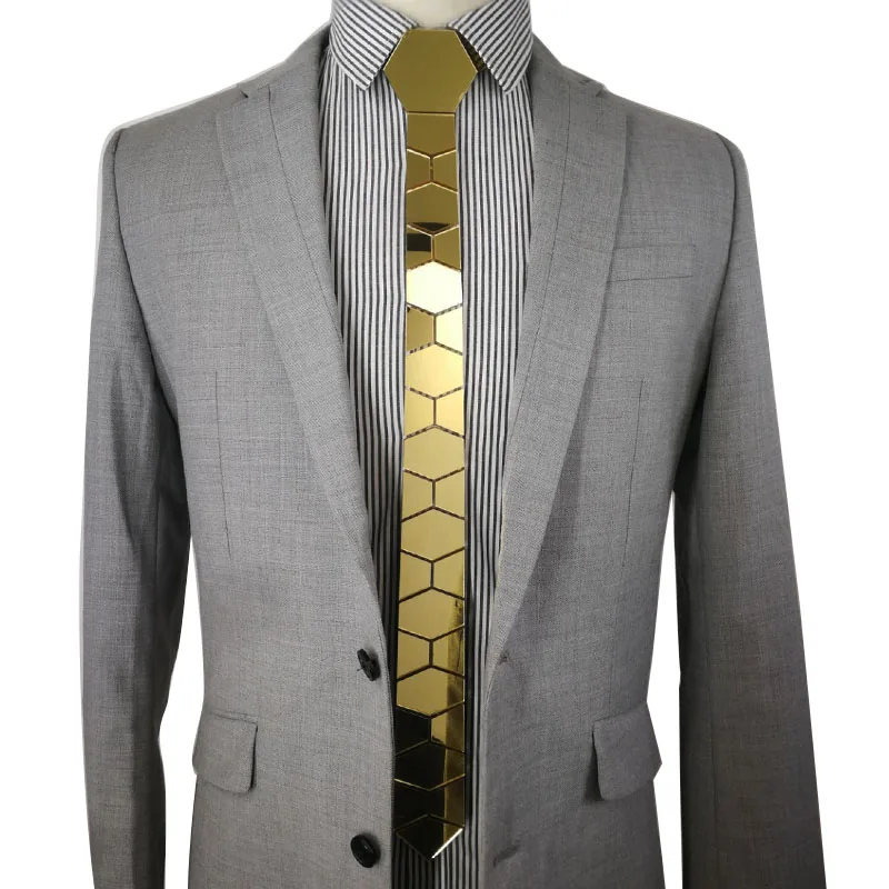 Дизайнерский брендовый золотистый тонкий мужской галстук ручной работы с