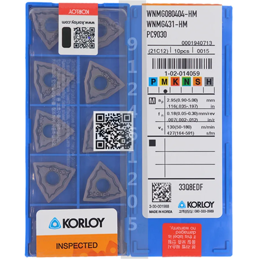

WNMG080404-HM PC9030 / WNMG080408-HM PC9030 WNMG431 WNMG432 KORLOY Original CNC carbide inserts 10PCS/BOX