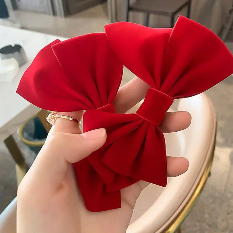 

Korea Velvet Big Bow Hairpin Female Sweet INS Hair Accessories Women Girls Ponytail Clip Temperament Top Clip Hairpin Headdress