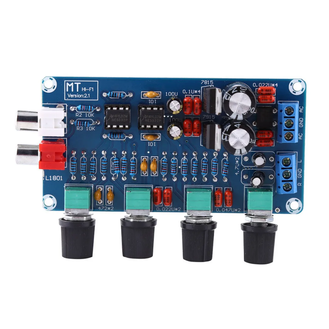 

NE5532 OP-AMP Hifi Preamplifier Amplifier Double channel Volume Tone EQ Control Board Module AC double 12-18V