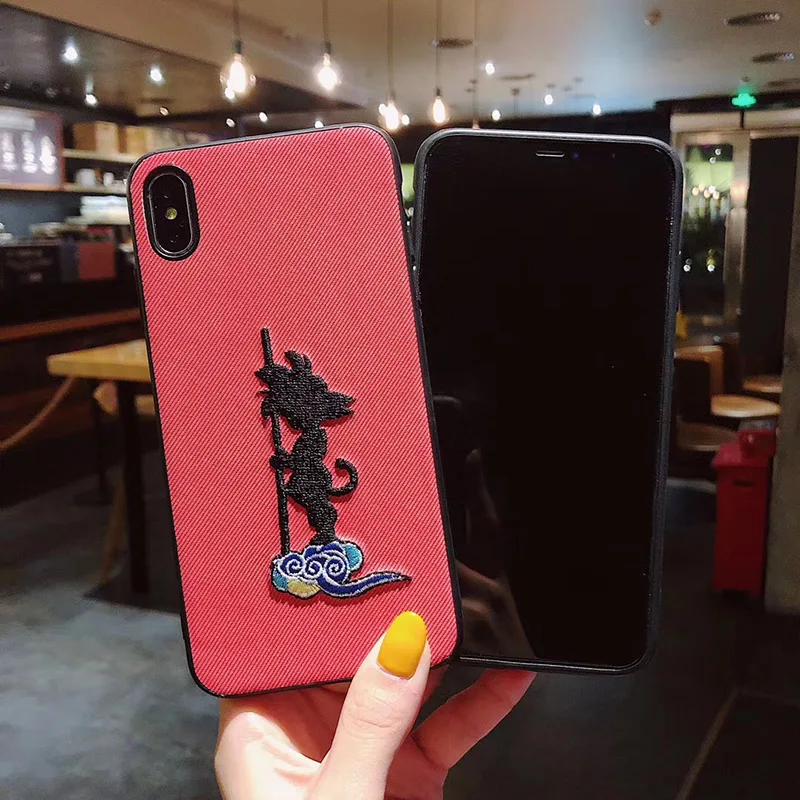 Luxury embroidery Dragon Ball Super Z Son Goku soft cover case for iphone apple 6 plus 7 8 8plus X XR XS MAX 11 Pro phone coque
