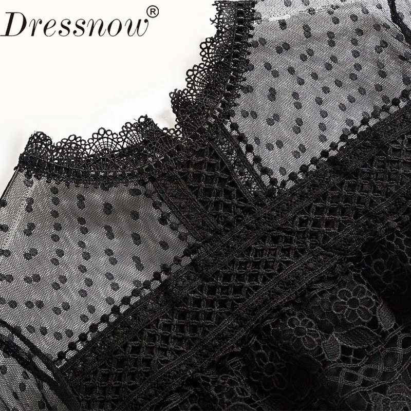 Dressnow высокое качество женское черное Открытое сексуальное кружевное платье