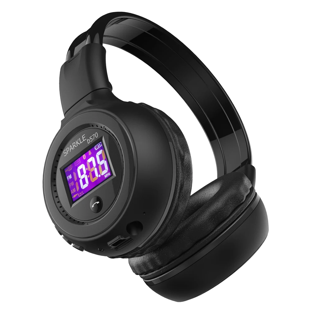 Bluetooth наушники Поддержка TF карты воспроизведения и FM радио Складной HIFI стерео ЖК