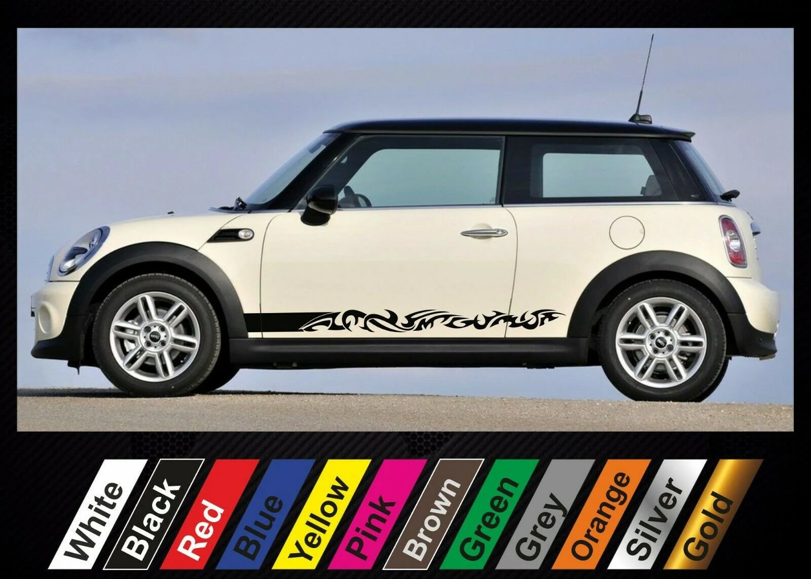 

For x2 stickers Mini Cooper graphics side stripe decal sticker #25