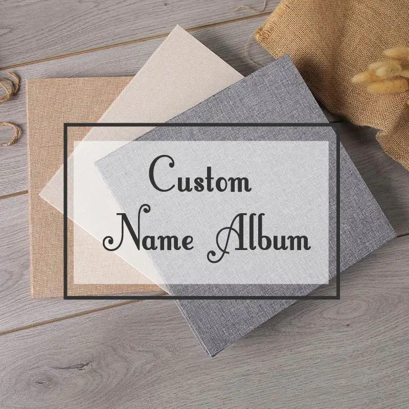 Индивидуальные Лен 10 дюймов DIY Фотоальбом может выгравированы имя подарок