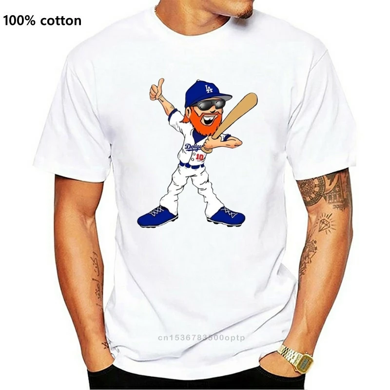 

New Justin Turner La Dodgers World Series Mvp Cartoon Beard Baseball Fan T ShirtHiHop Short T Shirt 2021 2021 Brand
