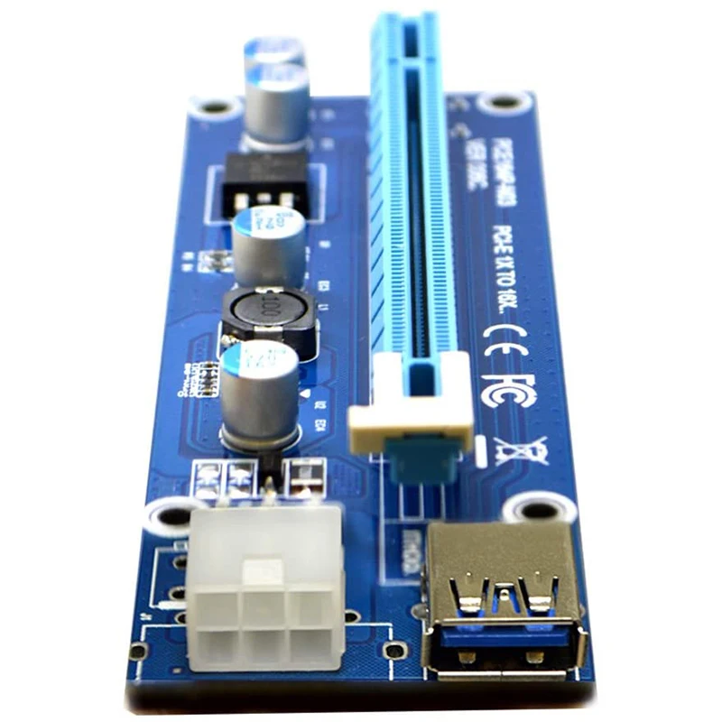 

4-Pack PCIe 6-Pin PCI-E 16X to 1X Powered Riser Adapter Card with 60cm USB 3.0 Extension Cable & 6-Pin PCI-E to SATA