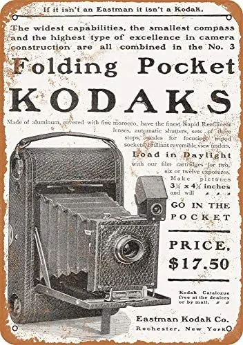

1900 Folding Pocket Kodak Cameras Vintage Metal Sign