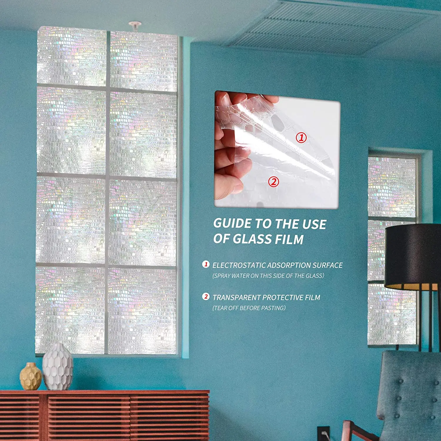 

LUCKYYJ Decorative Self-adhesive Film Privacy Window No Glue Anti-UV Removable Window Cling Non-Adhesive Privacy Window Stickers