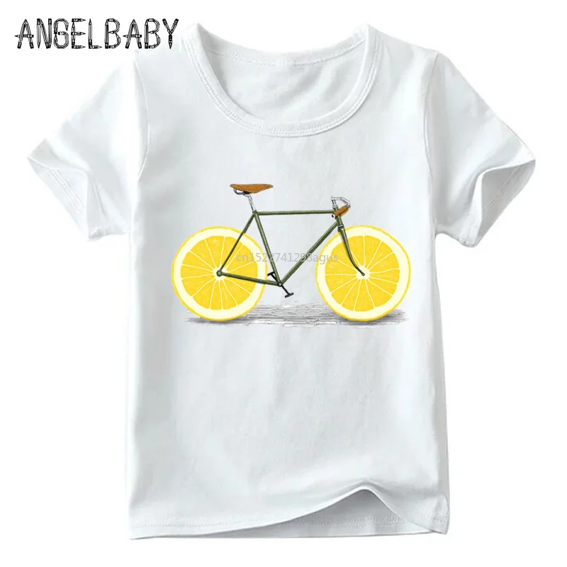 Детская футболка с изображением фруктов и велосипеда мультяшного летние белые