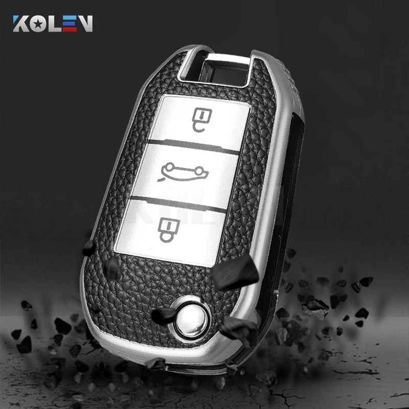 Кожаный чехол-книжка из ТПУ для автомобильного ключа Peugeot 208 2008 308 3008 408 4008 508 Citroen C3