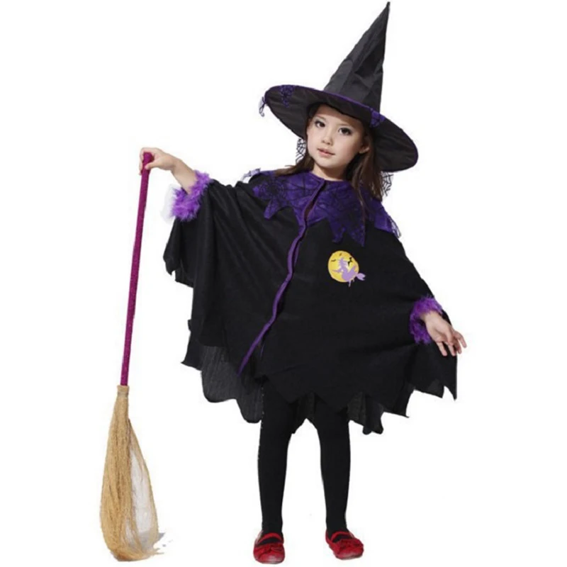 Детский маскарадный костюм волшебник ведьма для маленьких девочек на Хэллоуин