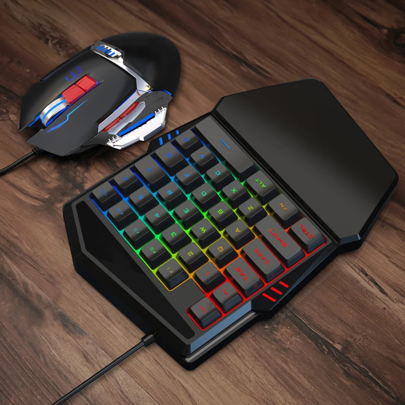 Эргономичная клавиатура мышь комбинированная для одной руки 35 клавиш Проводная