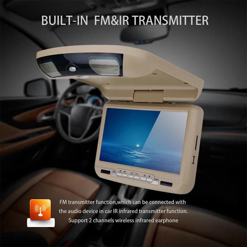 9 дюймов Автомобильный потолочный светодиодный DVD плеер с Откидывающейся Крышкой