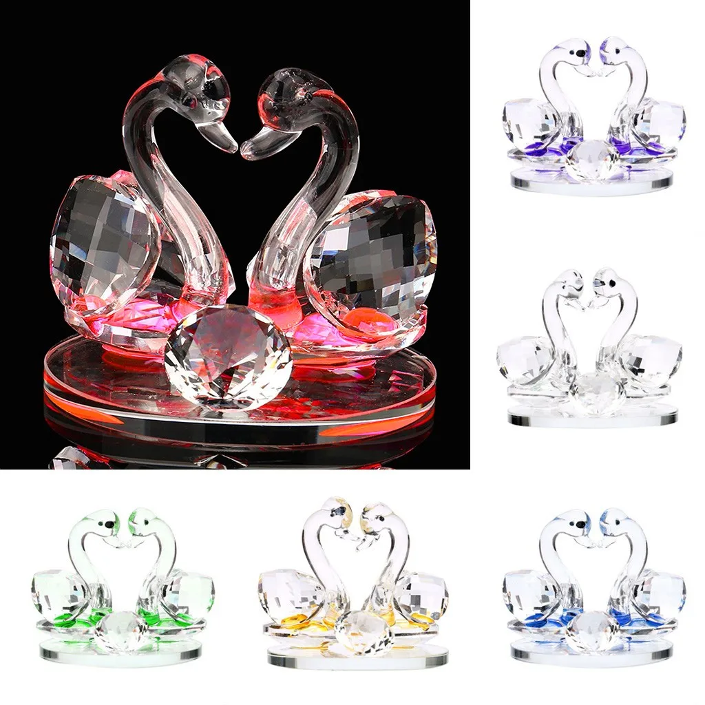 

Crystal Swan Crafts Glass Paperweight Figurine Gift Crafts Ornaments Home Wedding Party Decor Gifts Figurines Souvenir 2021