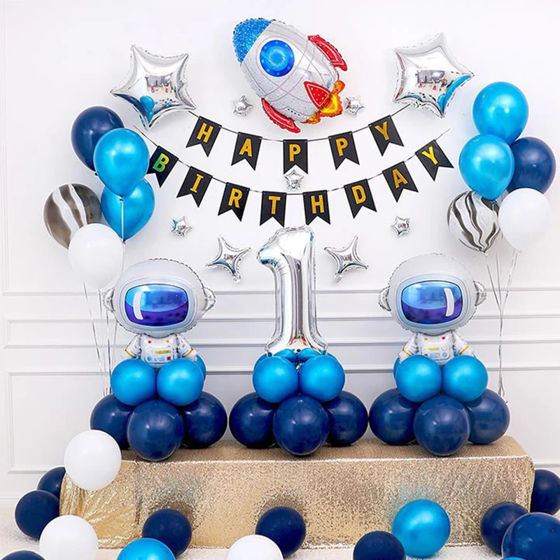 Воздушные шары в виде ракеты космоса астронавта галактики тематическая