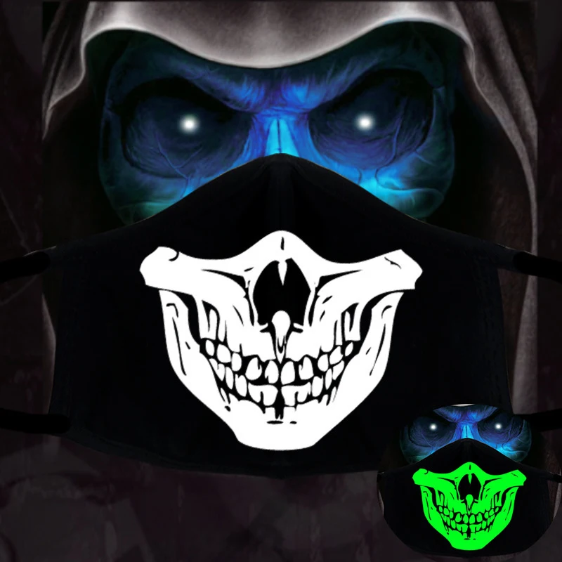 Женские Для мужчин Свечение Темно череп жуткий Маски Черный Рот Половина уход за