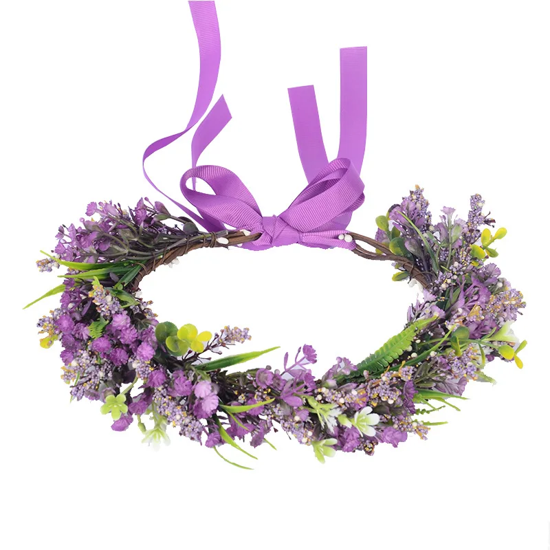 

Romantic Gypsophila Flower Crown Children Women Adjustable Hairbands Head Wreath Garland Hawaiian Party Wedding Hair Accessories