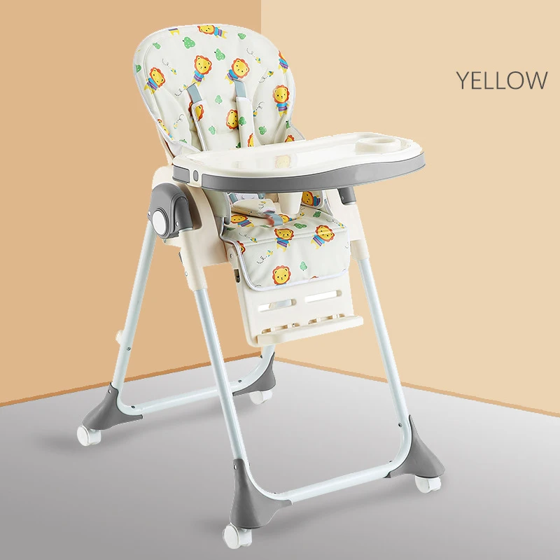 yellow Детский стульчик для кормления, переносные детские стульчики для кормления, переносные регулируемые пластиковые детские безопасные настольные стулья, обеденный стул Aby - Цвет: yellow