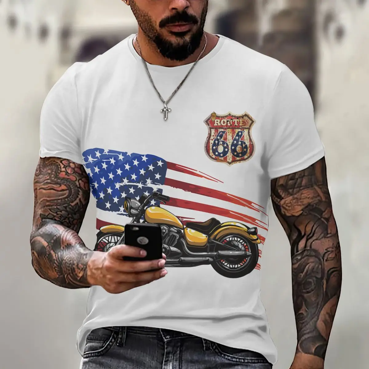 

Trendy 66 Pattern Hip Hop Style 3D Print Men's T-shirt Summer Oversized T-shirts Streetwear Round Neck Short Sleeve T-shirts Top