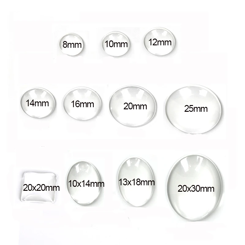 10-50 шт./пакет круглые квадратные Овальные Стеклянные с плоской стороной кабошон 12
