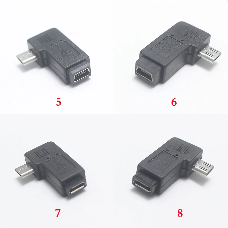 1 шт. 90 градусов левый и правый угловой мини USB 5pin мама к Micro Мужской адаптер