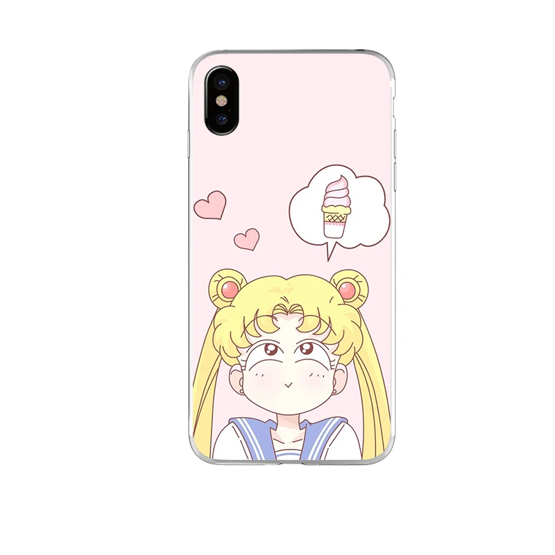 Sailor Moon Luna Cat Pattern Soft Silicone Phone Case Cover For iPhone 7 8 6 6s Plus X XR XS MAX Transparent TPU Shell Coque |