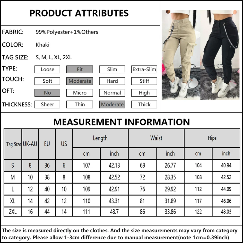 

2021 Fashion Joggers Cargo Pants Summer Ladies Streetwear Vintage Pocket Cargo Pants Women High Waist Casual Female Trousers D30