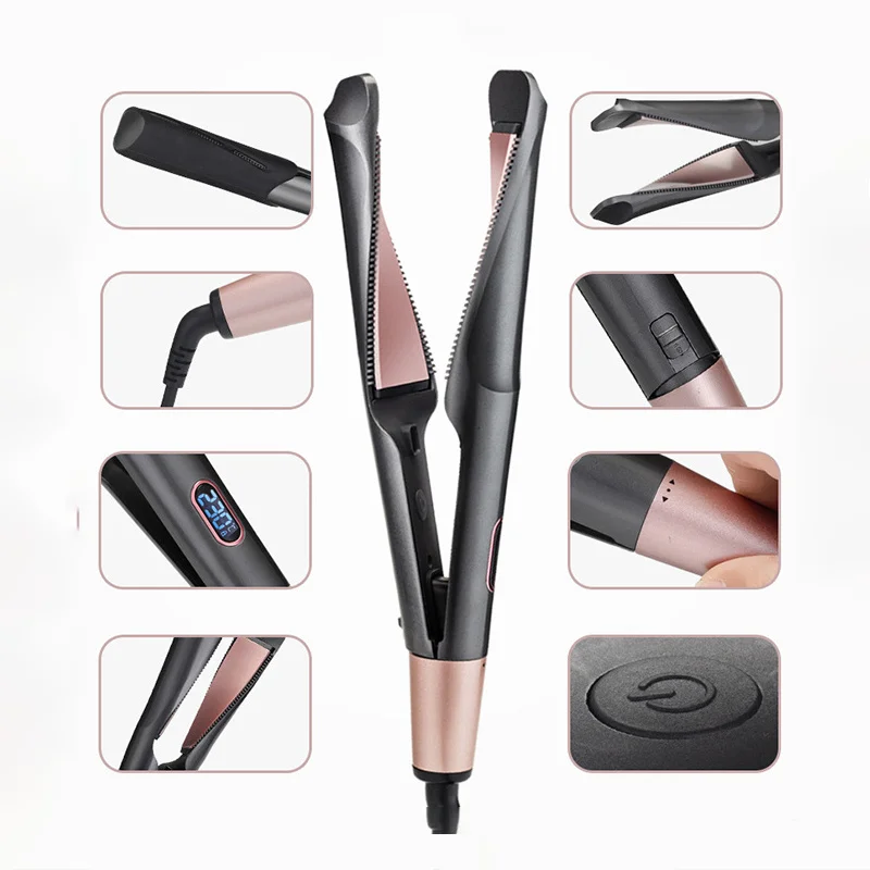 

Twist Straightener Professional Hair Straightener Flat Iron for Hair Style 2 in 1 Ceramic PTC Fast heat Curler Iron hair curler