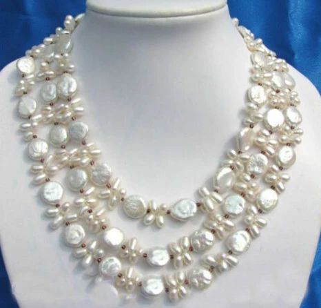 

Женское колье с жемчугом, 3 ряда, 6-7 мм