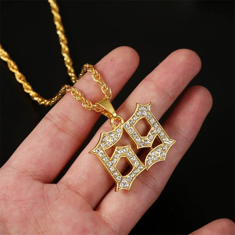 Цепочка унисекс в стиле панк с кулоном виде номера 69 золотого и серебряного