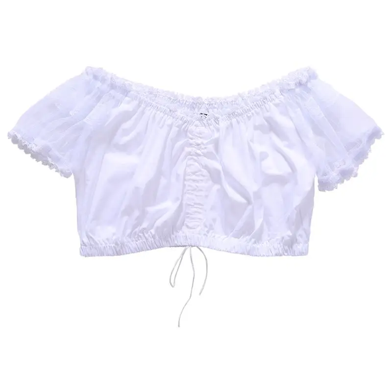 

Oktoberfest Women Ethnic Customs Top Sweet Slim Super Short Lace Lacing Strap Tops