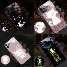 Cute Animal Cat Art Painting Flash Call Light Phone Case For iPhone 11 12 13 Pro Max Sweetheart Lovers Lady Unique Gift