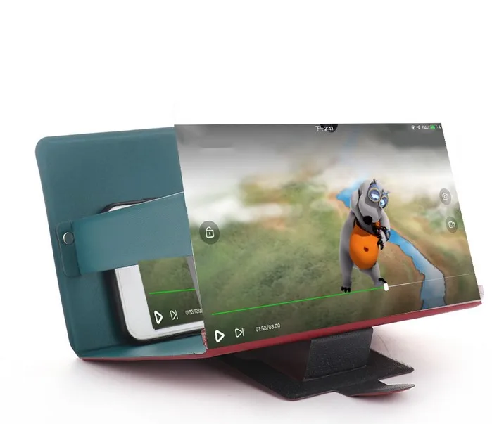 red Держатель телефона 3D увеличитель для экрана телефона стереоскопический усилительный Настольный складной кожаный кронштейн держатель мобильного телефона держатель планшета - Цвет: red