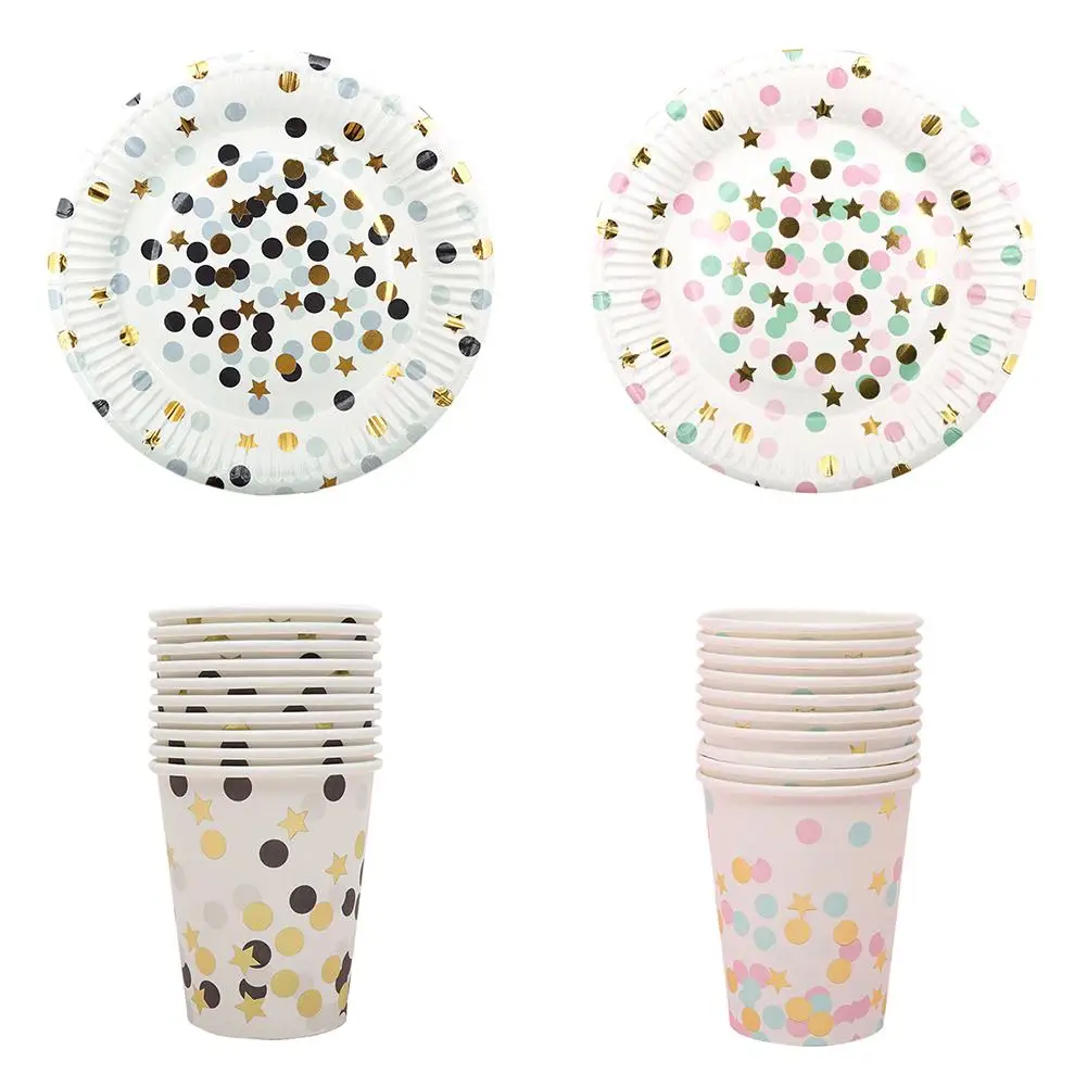10 шт. одноразовая посуда в горошек с мультяшными звездами | Дом и сад