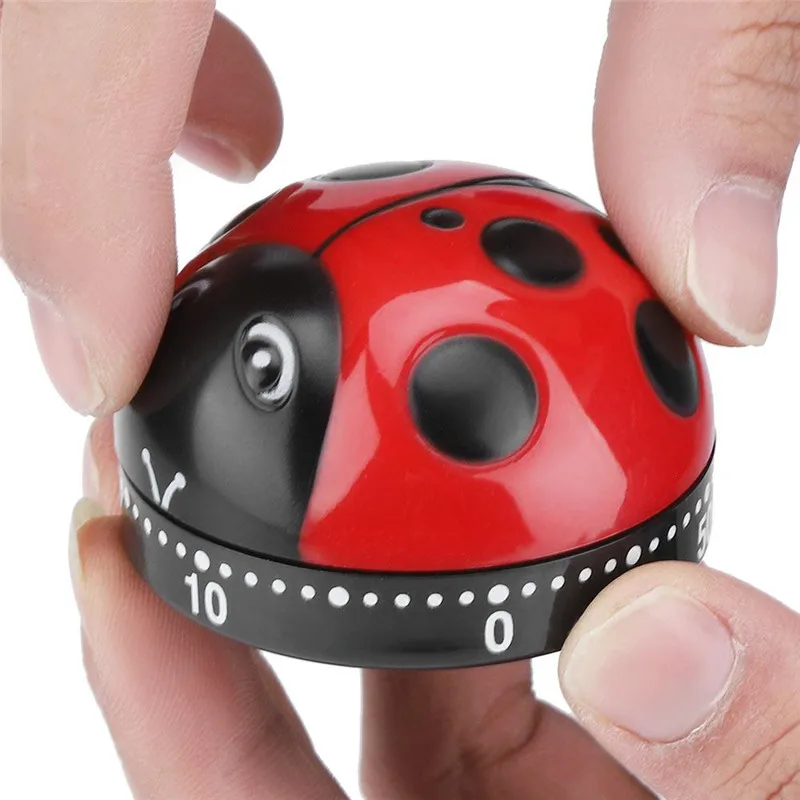 

Kitchen Timer 60-Minute Funny Ladybug-Shaped Rust-Proof Mechanical Alarm Clock Durable Kitchen Cooking Reminder Timer Tools 2021
