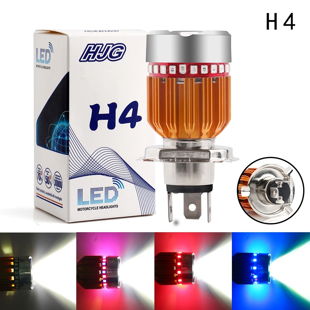 9-80 в DC стробоскоп 9 Вт белый и RGB hi-low BA20D H4 Ангел глаз противотуманная фара 900LM светодиодные лампы для мотоцикла фары электрический автомобиль 8000K объектив 1X - Испускаемый цвет: H4