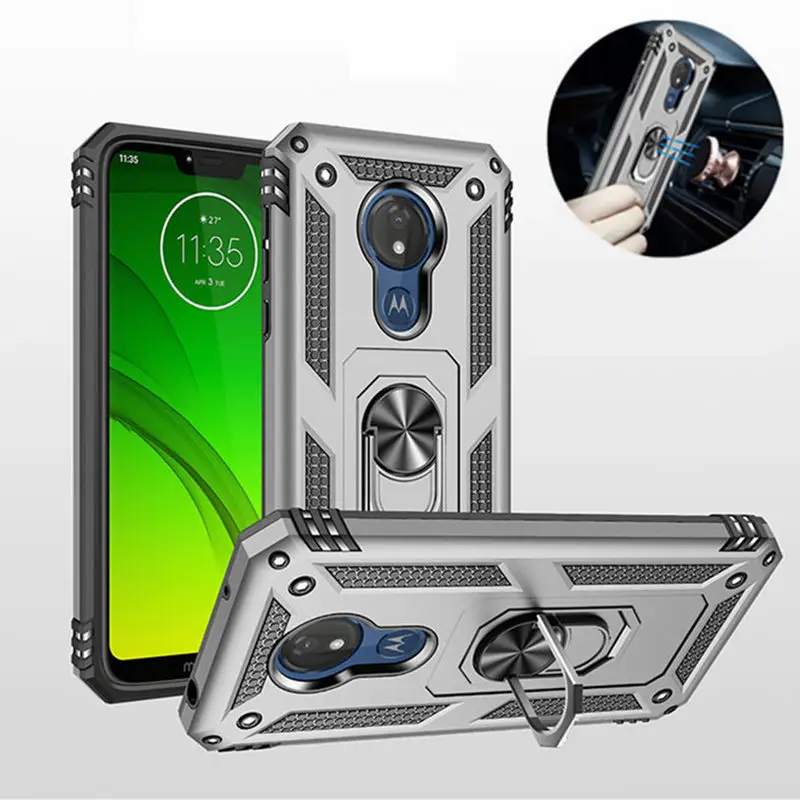 Роскошный бронированный чехол бампер для Motorola G7 мощный автомобильный держатель