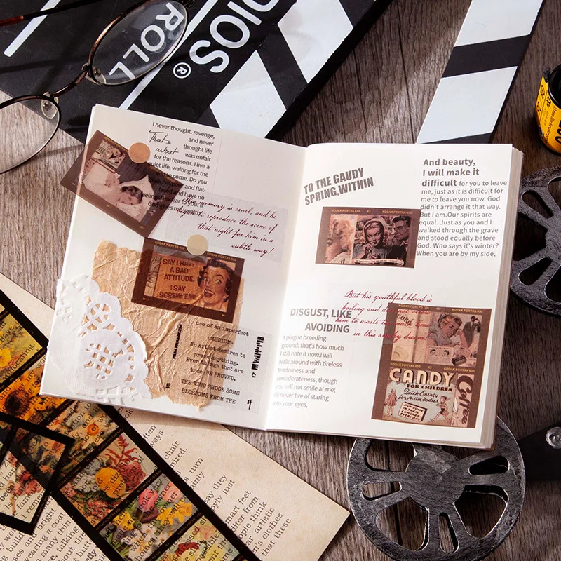 Ретро фильм Торт еды Лаванда Цветок Звездное фото Украшение Наклейка