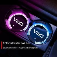 luminous car water cup coaster holder 7 colorful usb charging car led atmosphere light for volvo v60 v 60 auto accessories