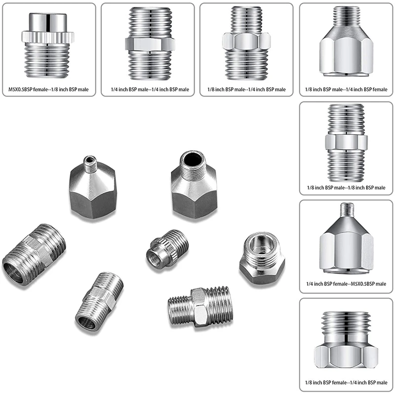 

7 Pcs Airbrush Adapter Set Airbrush Connector Kit Quick Release Disconnect Connector Set for Air Compressor and Airbrush