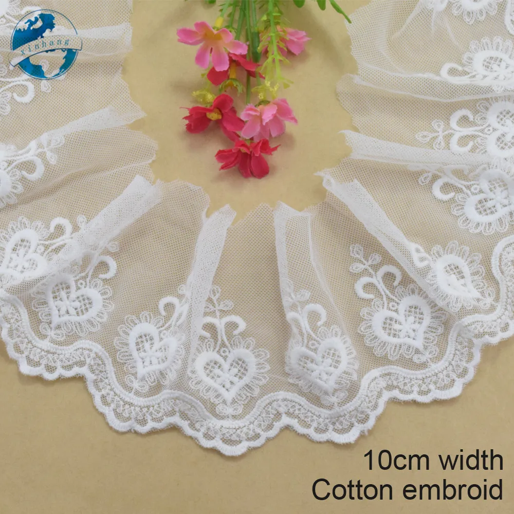 10 см Ширина хлопок вышивка кружева края французская Лента кружевная ткань гипюр