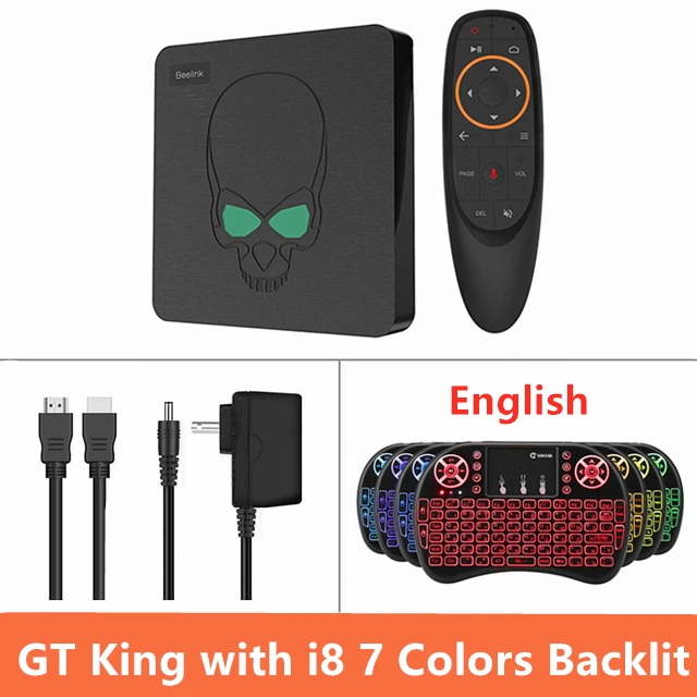 GT King i8 Backlit ТВ приставка Beelink GT King S922X Android 9,0 LDDR4 4 Гб 64 Гб Голосовое управление 2,4G 5,8G Wifi BT4.1 USB3.0 1000M GT King Android tv Box - Цвет: GT King i8 Backlit