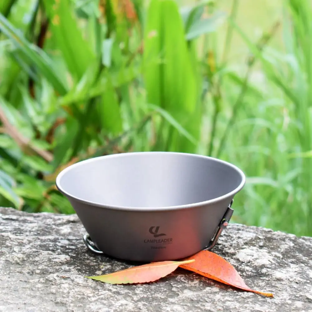 

Outdoor Titanium Foldable Bowl Tableware Titanium Metal Bowl Portable Collapsible Pure Titanium 300ml Camping Bowl