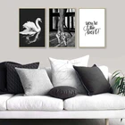 Винтажная модная Картина на холсте танцующая девушка черно-белый лебедь цитаты настенный плакат и печать в скандинавском стиле гостиная домашний декор