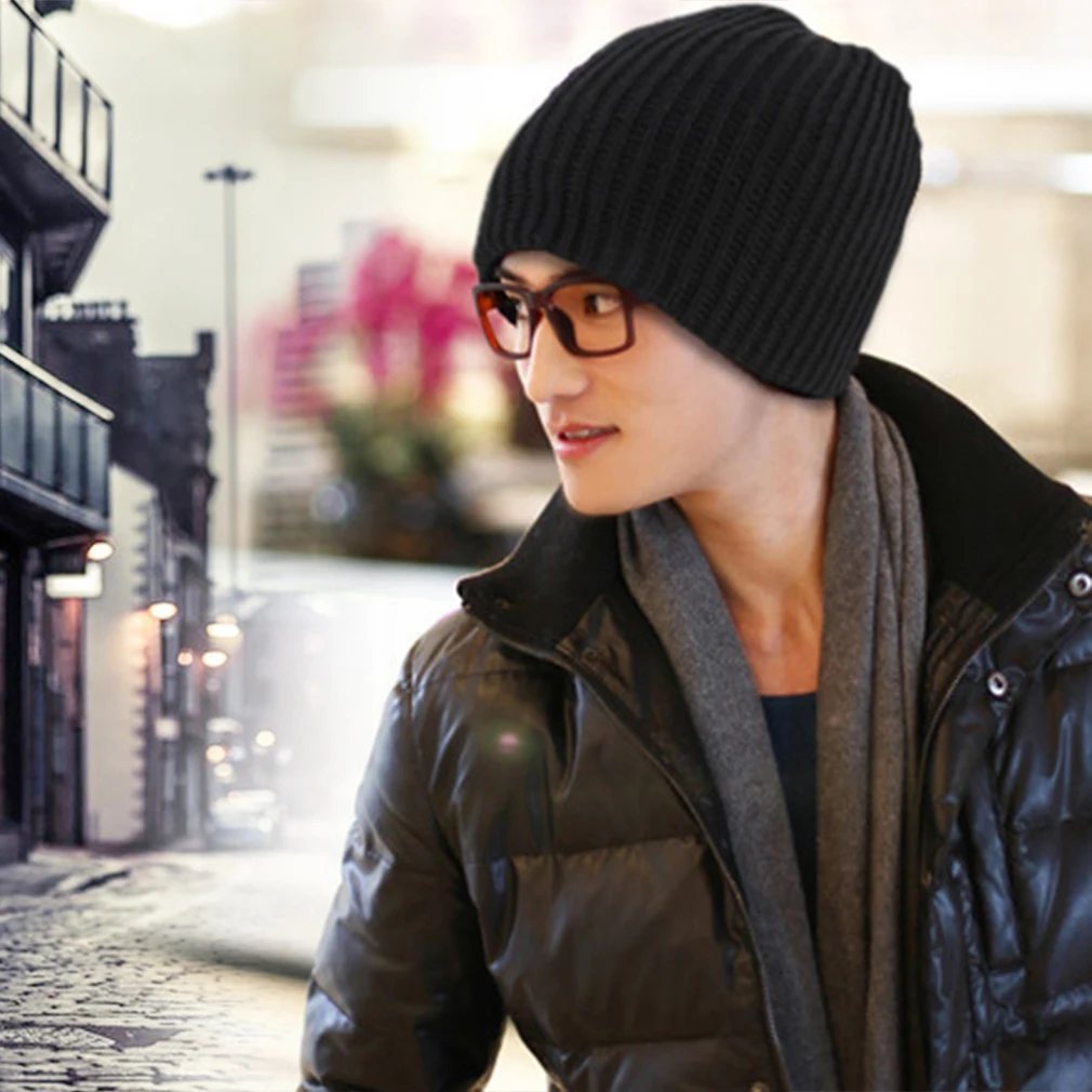 

Casual Chic Men's Loose Beanie Black Hat Caps New Winter Women Men's Skullies Warmth Knitted Beanies Solid Color Oversized 2018