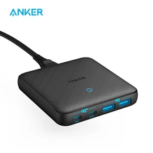 Anker 63W 4 Port PIQ 3.0 & GaN Fast Charger Adapter, PowerPort Atom III Slim Wall Charger with Dual USB C Poorts (45W Max)