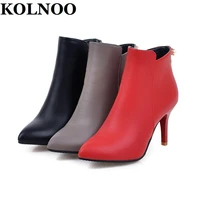 kolnoo new real photos handmade ladies high heels boots two pearls pointed toe party prom ankle boots daily wear fashion shoes