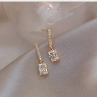 2021 fashion geometry diamond drop long earrings for women party wedding jewelry