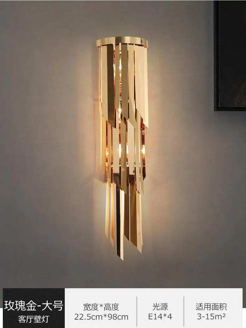 Большая настенная лампа с золотым кристаллом для гостиной длинная Хрустальная